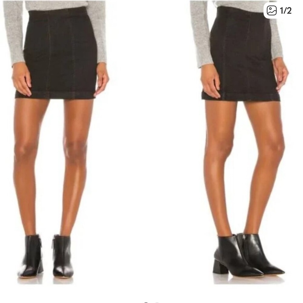 Free People Modern Feme Black Denim skirt